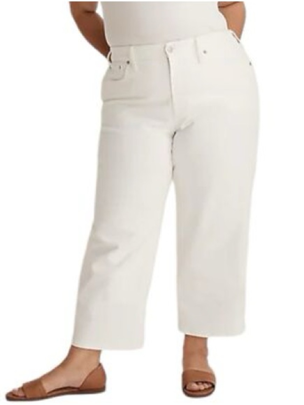 MADEWELL The Perfect Vintage Wide-Leg Crop Jeans White Sz 20 denim pants